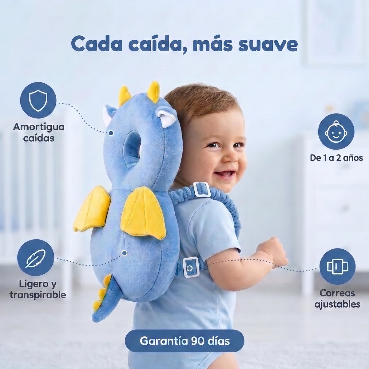Mochila peluche que protege su cabecita